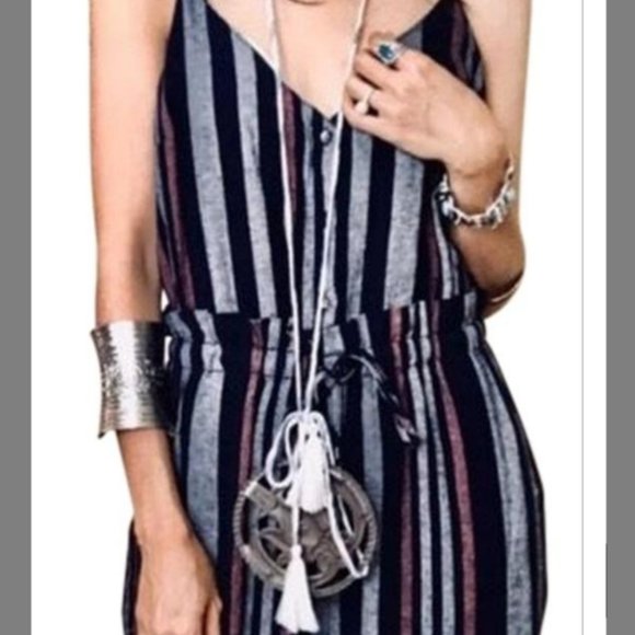 Splendid Crosshatch Stripe Tie Waist Jumpsuit - Picture 5 of 10